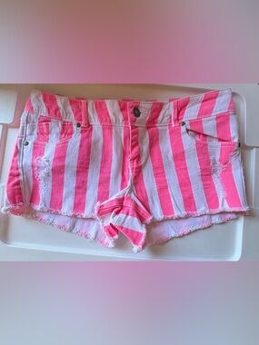 Rue21 Striped Pink & White Women's Denim Shorts
